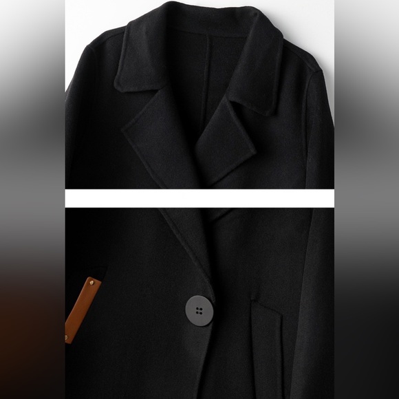 100% Wool Coat, British Trench Coat, Black - Picture 8 of 12